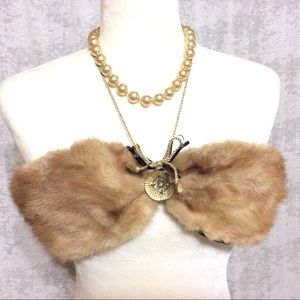 'Cleopatra' Blonde Mink Fur Handcrafted Bra Top